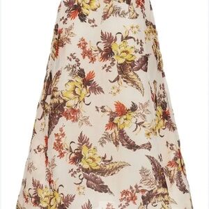 Zimmermann A-Line Skirt with Yellow and Brown Floral Design